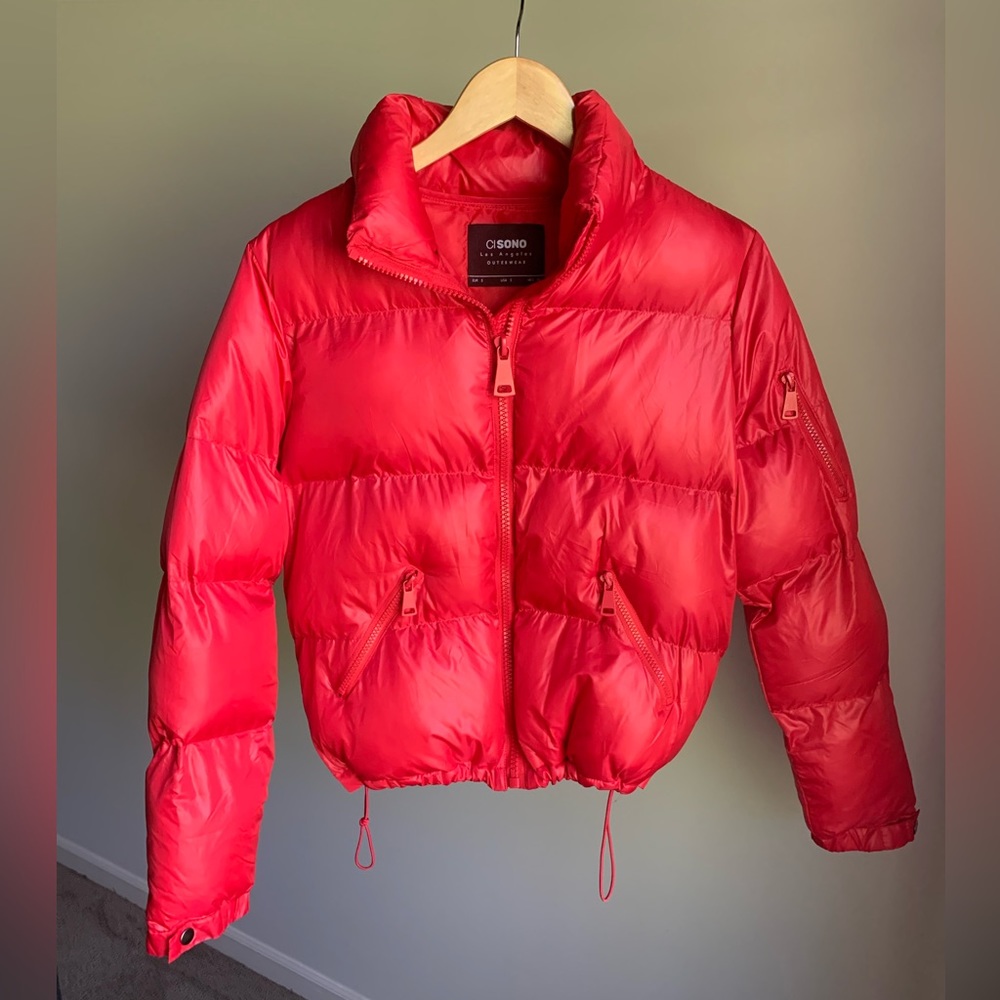 CiSono Shiny Red Puffer Jacket Sz Small